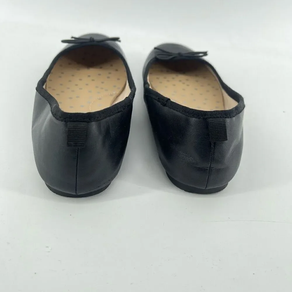 Cat & Jack Girl’s Diana Black Faux Leather Slip-On Ballet Flats Size 4